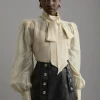 Organdie Woven Pussybow Blouse