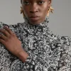 Paisley Crinkle Pleat Georgette Woven Blouse