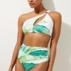 Palm Print Cut Out Detail Bikini Top