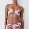 Palm Print Gold Trim Bikini Set