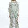 Petite Applique Organdie Woven Midi Shirt Dress