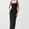 Petite Bandage Figure Form Lace Corset Detail Maxi Dress