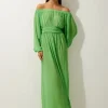 Petite Beach Off The Shoulder Woven Maxi Dress