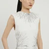 Petite Beaded And Embellished Ponte Jersey Sleeveless Midi Dress