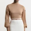 Petite Cashmere Blend Turtleneck And Split Sleeve Knit Top