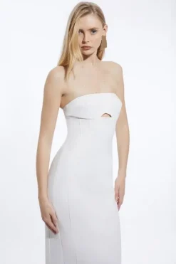 Petite Clean Tailored Strappy Midi Pencil Dress