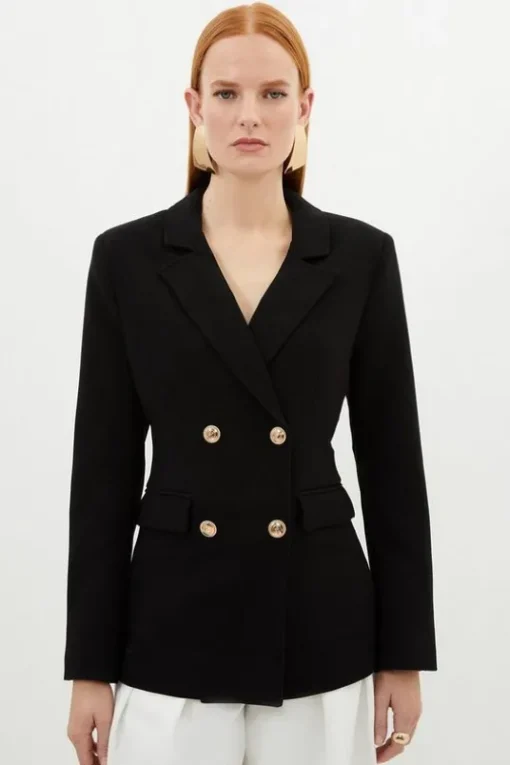Petite Compact Essential Tailored Double Breasted Blazer