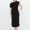 Petite Compact Stretch Drop Shoulder Tailored Midi Dress