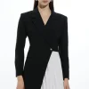 Petite Compact Stretch Soft Tailored Panel Blazer Mini Dress