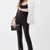 Petite Compact Stretch Tailored High Rise Split Hem Pants
