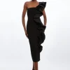 Petite Cotton Ponte Jersey Ruffle Hem Maxi Dress