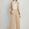 Petite Cotton Sateen Wide Leg Dress Pants