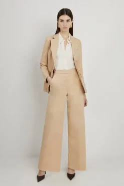 Petite Cotton Sateen Wide Leg Dress Pants