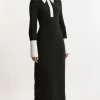 Petite Crepe Contrast Collar Midaxi Dress