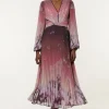 Petite Crinkle Pleat Border Floral Balloon Sleeve Woven Maxi Dress