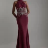 Petite Crystal Embellished Halter Maxi Dress