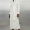 Petite Crystal Embellished Woven Maxi Blazer Dress
