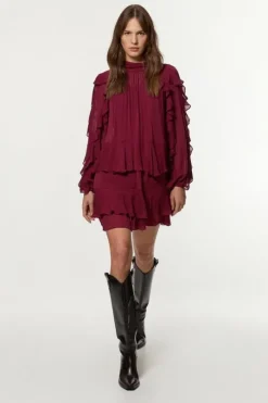 Petite Drama Ruffle Viscose Georgette Woven Mini Dress