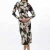 Petite Ecru Floral Keyhole Woven Midaxi Dress