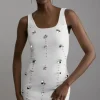 Petite Embellished Stretch Cotton Mini Dress