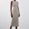 Petite Embellished Woven Midi Dress