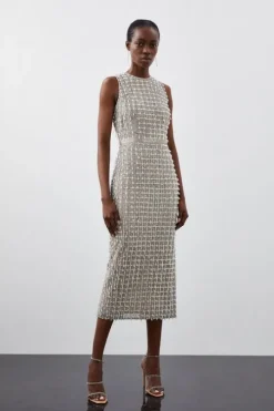 Petite Embellished Woven Midi Dress