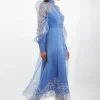 Petite Embroidered Floral Woven Button Up Maxi Dress