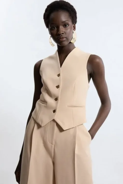Petite Essential Tailored Button Through Vest