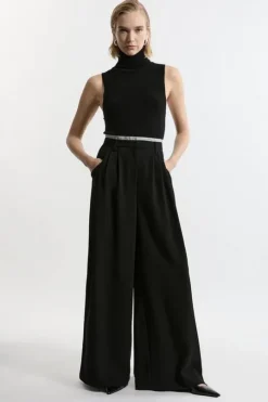 Petite Essential Tailored Wide Leg Pants