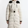 Petite Faux Down Padded Belted Hooded Puffer Coat