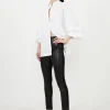 Petite Faux Leather And Ponte Leggings