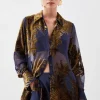Petite Feather Devore Woven Shirt & Trouser Set