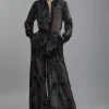 Petite Feather Devore Woven Wide Leg Pants