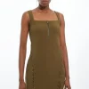 Petite Figure Form Laced Detail Woven Mini Dress