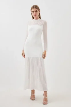 Petite Figure Form Woven Bandage Mix Dress