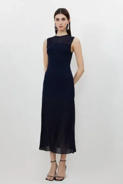 Petite Figure Form Woven Bandage Mix Dress