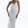 Petite Floral Applique Woven Strappy Maxi Dress