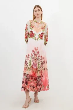 Petite Floral Guipure Lace Woven Maxi Dress