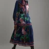 Petite Floral Print Woven Balloon Sleeve Midaxi Dress
