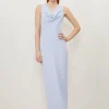 Petite Fluid Tailored Cowl Neck Backless Maxi Dress