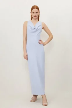 Petite Fluid Tailored Cowl Neck Backless Maxi Dress