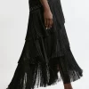 Petite Fringe And Beaded Woven Skirt