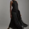 Petite Fringe Tassle Halter Neck Tailored Maxi Dress