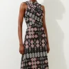 Petite Geo Printed Jersey Crepe Cross Front Maxi Dress