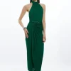 Petite High Neck Twist Jersey Maxi Dress