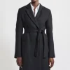 Petite Italian Manteco Wool Blend Tailored Belted Midi Coat