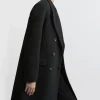 Petite Italian Manteco Wool Blend Double Breasted Tailored Maxi Coat