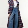 Petite Italian Wool Blend Oversize Collar Full Skirted Belted Tailored Midaxi