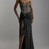 Petite Lace And Jersey Crepe Maxi Dress