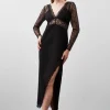 Petite Lace And Ponte Jersey Maxi Dress